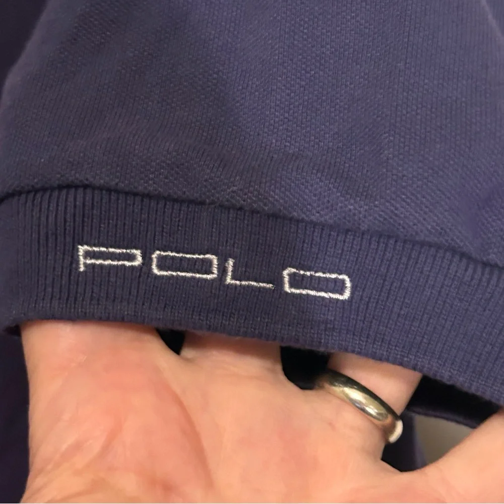Polo by Lauren Ralph Navy Blue Short Sleeve Polo Shirt with Zip Collar Medium